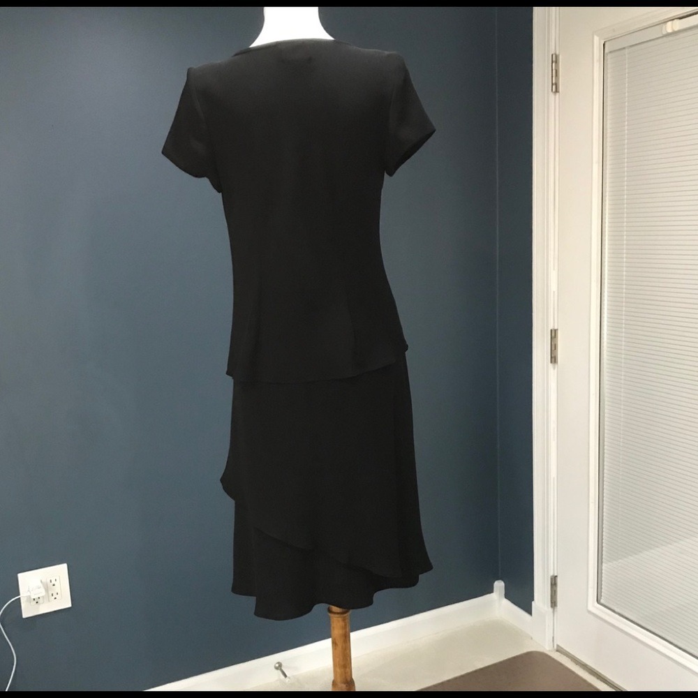 Evening Black Beaded Cowl Neck Top & Tiered Midi Skirt 2-Piece Set Size 10 EUC - Picture 2 of 5
